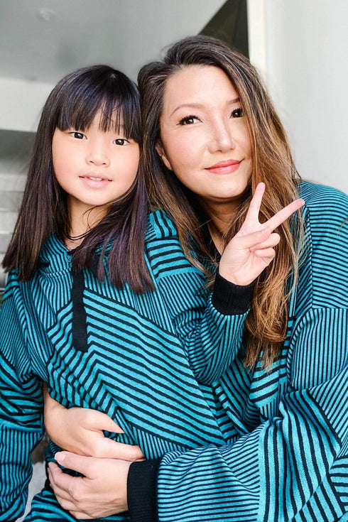 Teal and Black Stripe Brit Wit  Sweatshirt Top - Girls